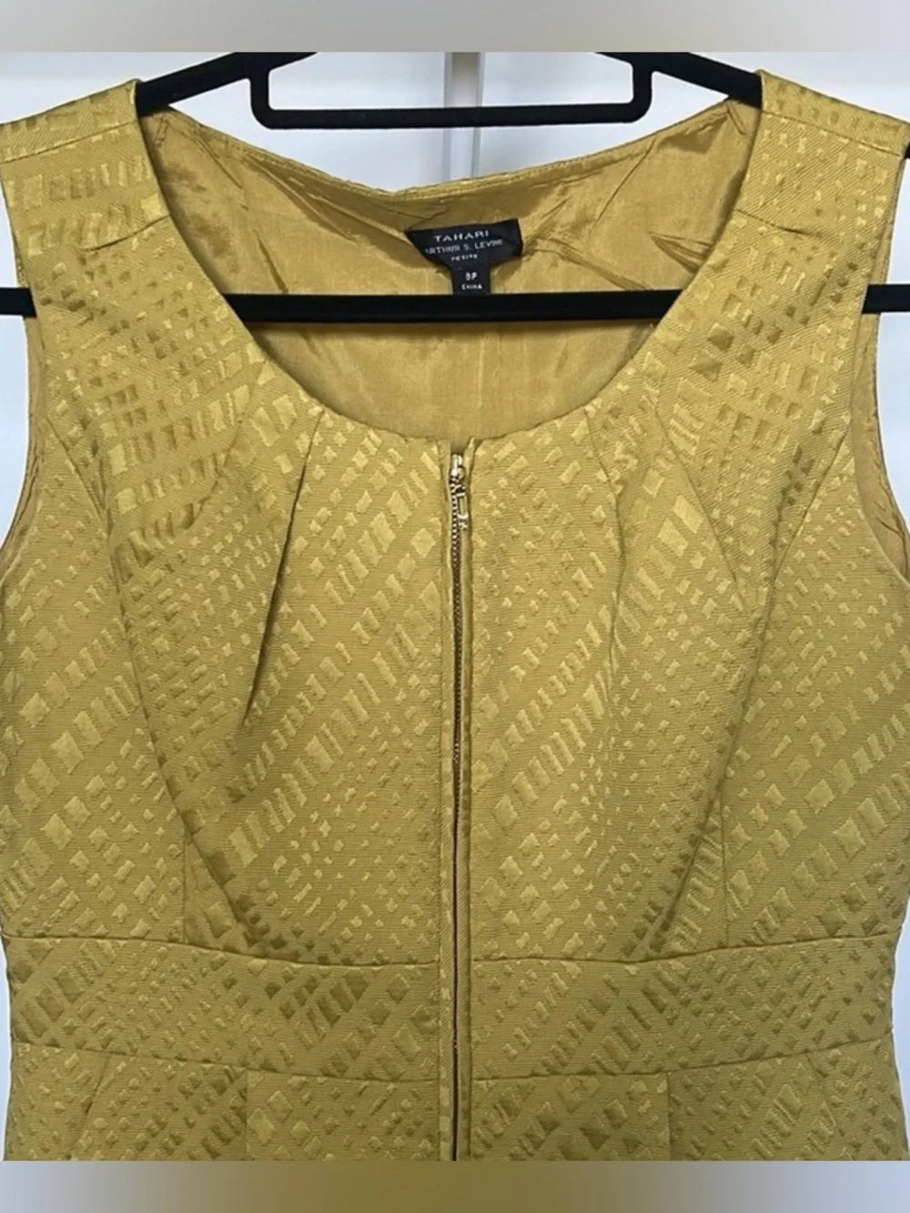TAHARI ASL Women’s Zip Front Sheath Dress Size 8 P Mustard Gold - Picture 11 of 14